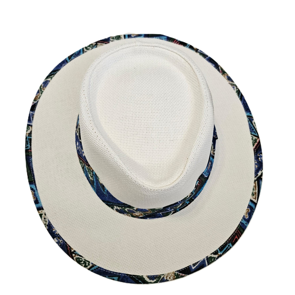 Sombrero de Paja Blanco de Verano Unisex – Sombrero de Sol Ala Ancha 8cm, Talla Única Ajustable (57-58cm), Estilo Bohemio para Playa y Viajes