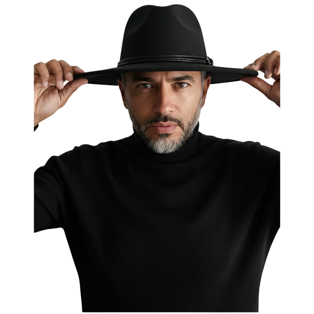 Sombrero Fedora Negro Premium - Fieltro de Ala Ancha | Elegante para Eventos | Talla Única