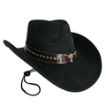 Sombrero Cowboy Estilo Western de Ala Ancha - Gorro Vaquero Negro Gamuza Sintética Talla única Ajustable Adulto