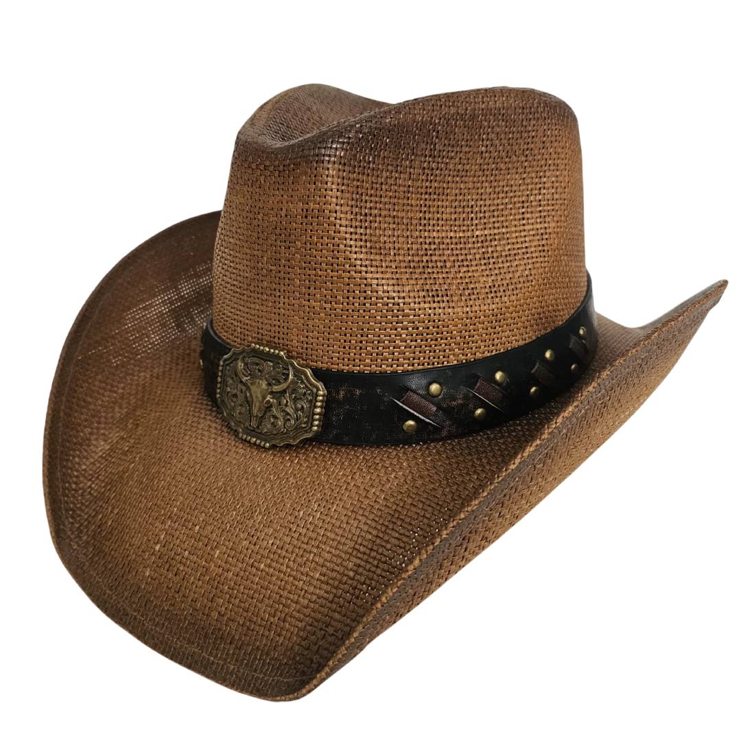 Sombrero cowboy marrón Vintage Vaquero Tejano Western para Hombre Mujer Adulto
