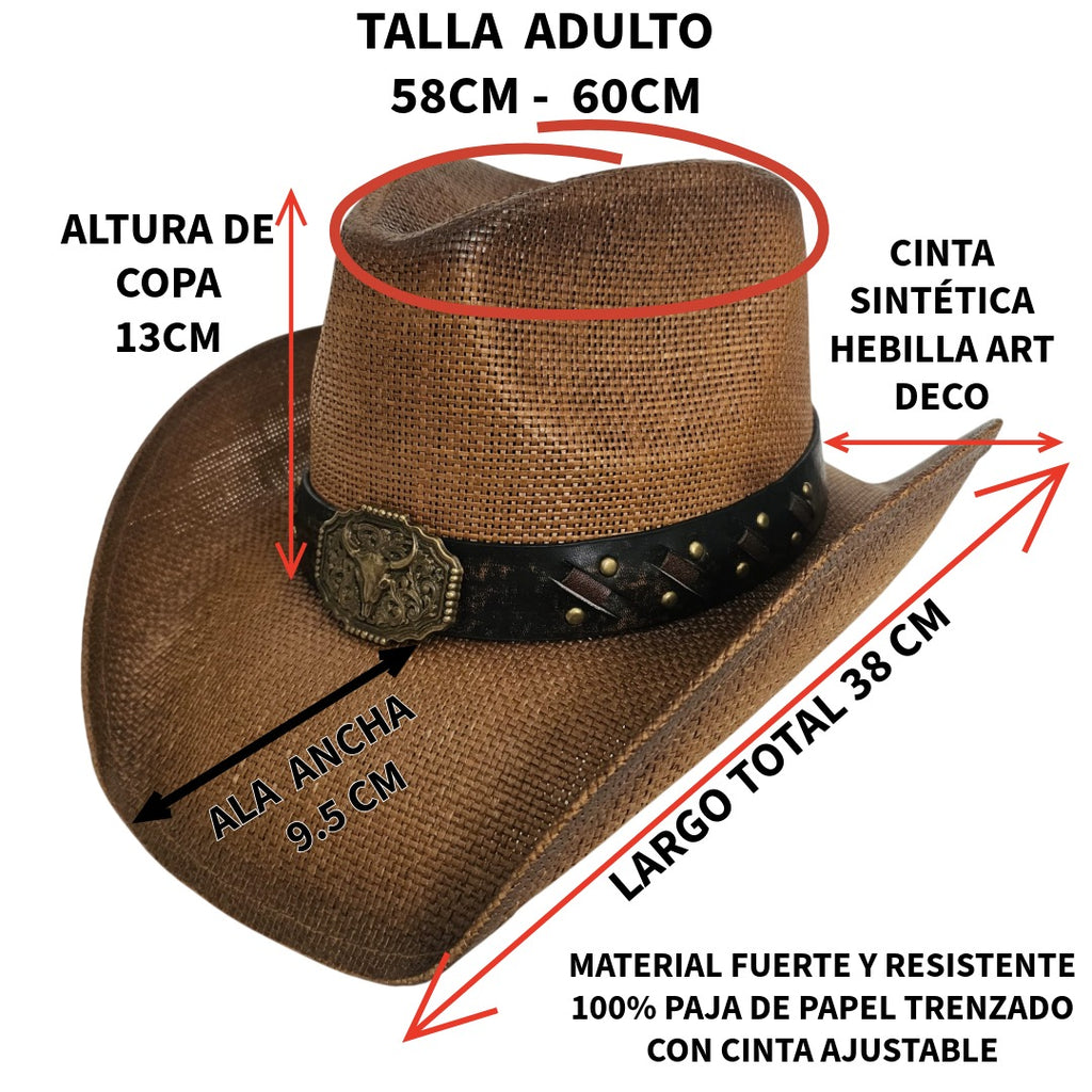 Sombrero cowboy marrón Vintage Vaquero Tejano Western para Hombre Mujer Adulto