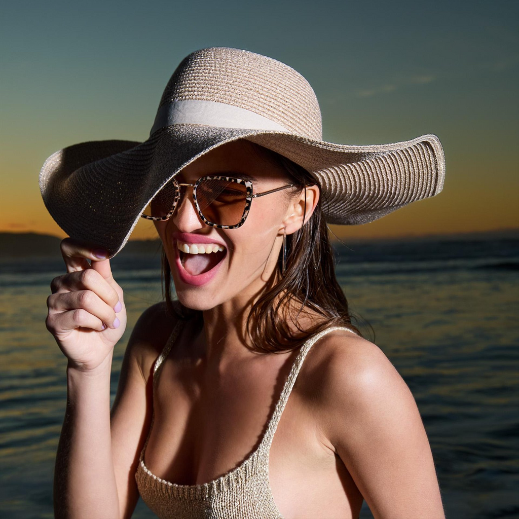 Pamela de Paja Elegante Mujer Ala Ancha 13cm, Sombrero Sol Playa y Eventos, Calidad Premium Talla Única Ajustable