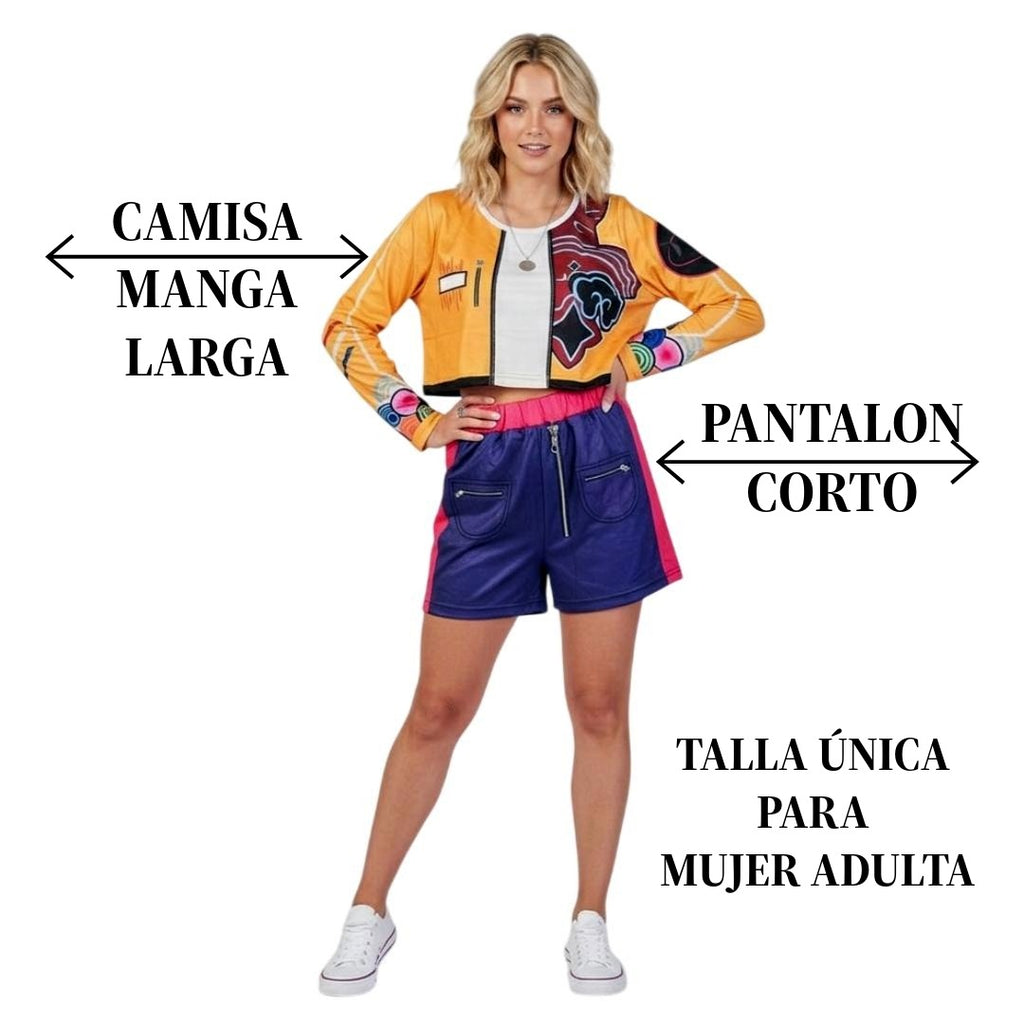 Disfraz K-Pop Mujer Adulta Traje Cantante Pop Coreano 2 Piezas Chaqueta Amarilla y Pantalón Fiesta Carnaval Halloween