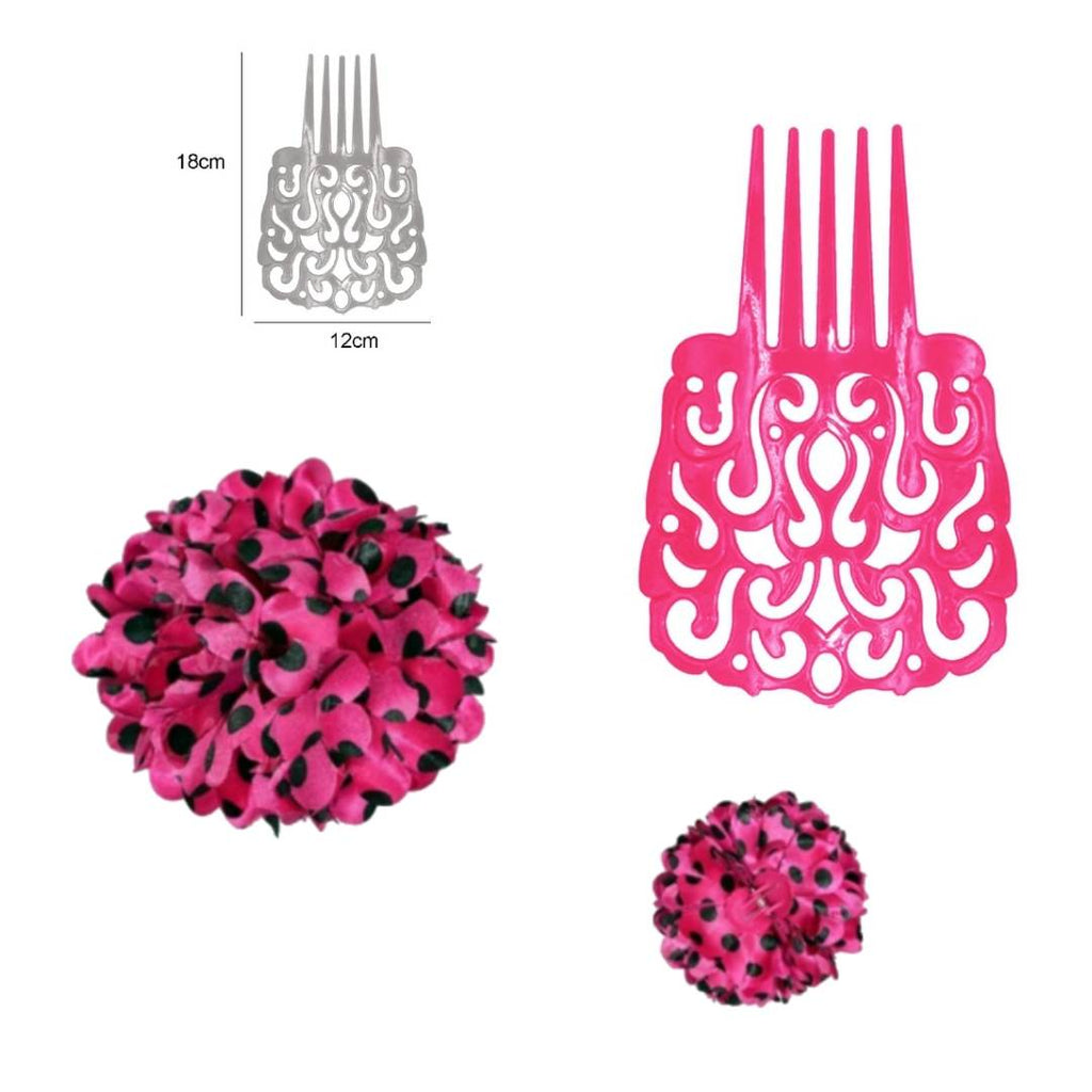 Disfraz de Flamenca Sevillana Mujer Negro y Fucsia con Lunares | Vestido Española para Feria, Carnaval y Fiestas - Tallas S a XL